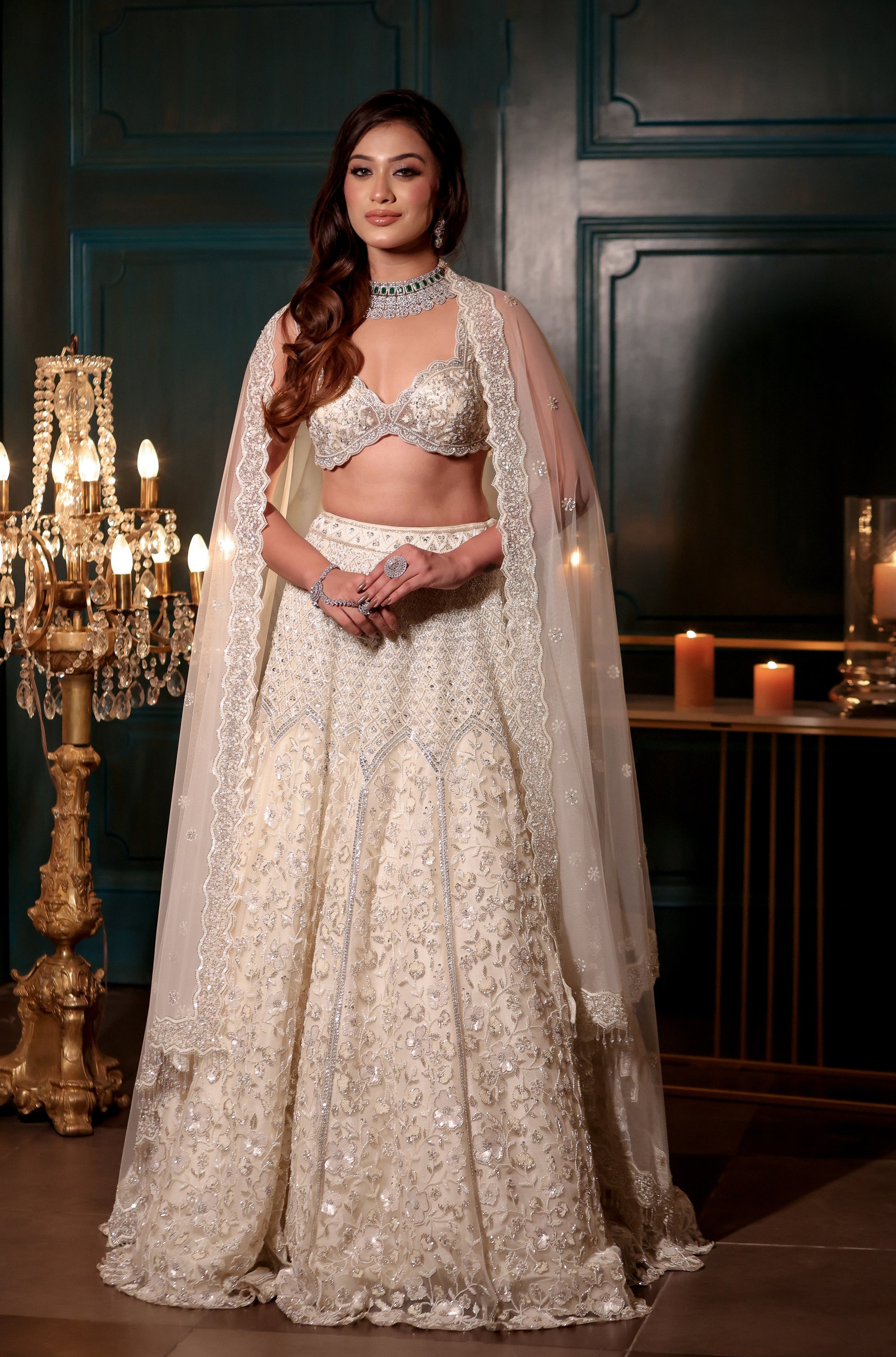 Ivory Sequin Lehenga Set - ivory lehenga Australia
