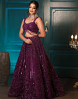 Purple Floral Lehenga Set - floral lehenga USA