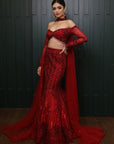Red Fishcut Lehenga Set - red lehenga Sydney