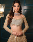 Light Gold Lehenga Set - golden lehenga New Zealand