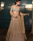 Light Gold Lehenga Set - golden lehenga New Zealand