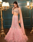 Pink Feather Fishcut Lehenga - pink lehenga New Zealand