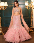 Pink Feather Fishcut Lehenga - pink lehenga New Zealand