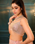 Pink Feather Fishcut Lehenga - pink lehenga New Zealand