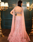 Pink Feather Fishcut Lehenga - pink lehenga New Zealand