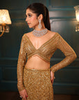 Celeste Gold Fishcut Lehenga Set - golden lehenga New Zealand