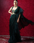 LARA Ruffle Saree - black ruffle saree Australia