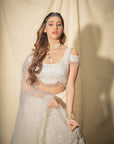 Off White Glam Lehenga Set - off white lehenga