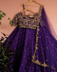 Enchanted Violet & Gold Lehenga Set - violet lehenga New Zealand