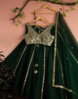 Emerald Green Mirror Work Lehenga Set - mirror work lehenga Australia