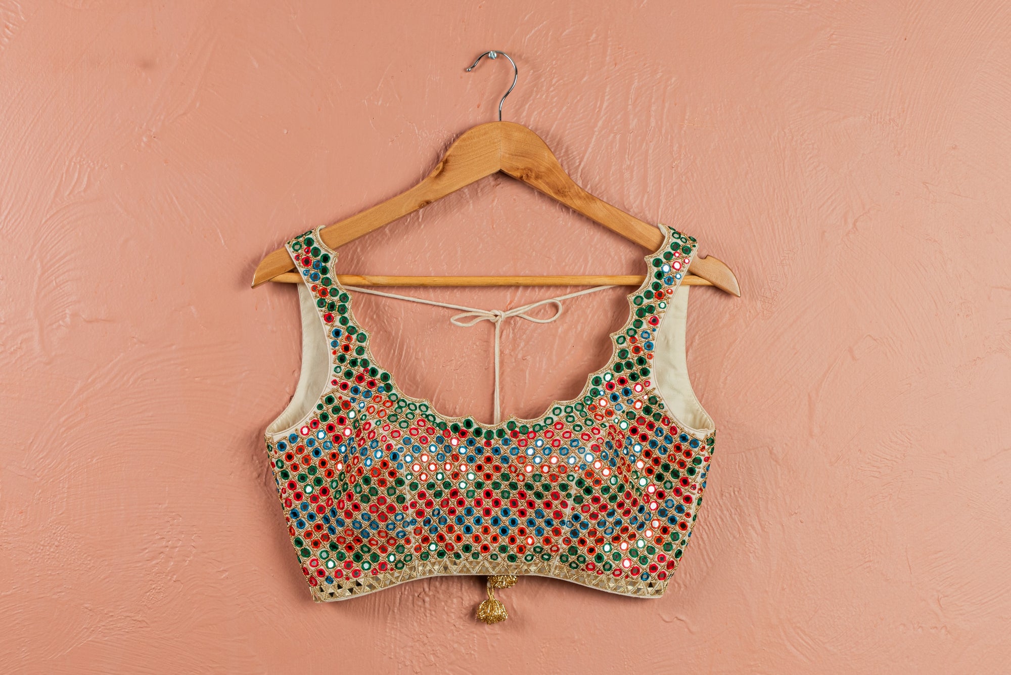 Floral Fiesta Layered Lehenga with Kalidescope Mirrorwork Blouse Set - floral lehenga USA