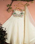Tropical Bloom Blouse with Ivory Stonework Lehenga Set - lehenga choli Australia