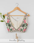 Tropical Bloom Blouse with Ivory Stonework Lehenga Set - lehenga choli Australia