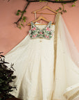 Tropical Bloom Blouse with Ivory Stonework Lehenga Set - lehenga choli Australia