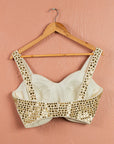 Ivory Mirror Brilliance Blouse with Ivory Stonework Lehenga Set - ivory lehenga New Zealand