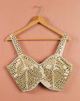 Ivory Mirror Brilliance Blouse with Ivory Stonework Lehenga Set - ivory lehenga New Zealand