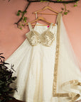 Ivory Mirror Brilliance Blouse with Ivory Stonework Lehenga Set - ivory lehenga New Zealand