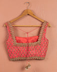 Ivory Sequin Starlight Lehenga with Pink Zardosi Blouse Set - lehenga set New Zealand