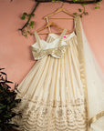 Ivory Sequin Starlight Lehenga with Ivory Mirror Blouse & Dupatta - ivory lehenga Australia