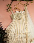 Ivory Sequin Starlight Lehenga with Ivory Mirror Blouse & Dupatta - ivory lehenga Australia