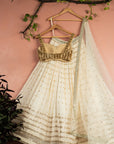 Ivory Radiant Sequin Lehenga with Gold Sequin Blouse Set - ivory lehenga USA