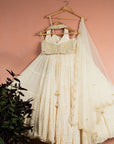 Ivory Layered Pearl Lehenga Set - ivory lehenga USA