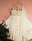 Ivory Layered Pearl Lehenga Set - ivory lehenga USA