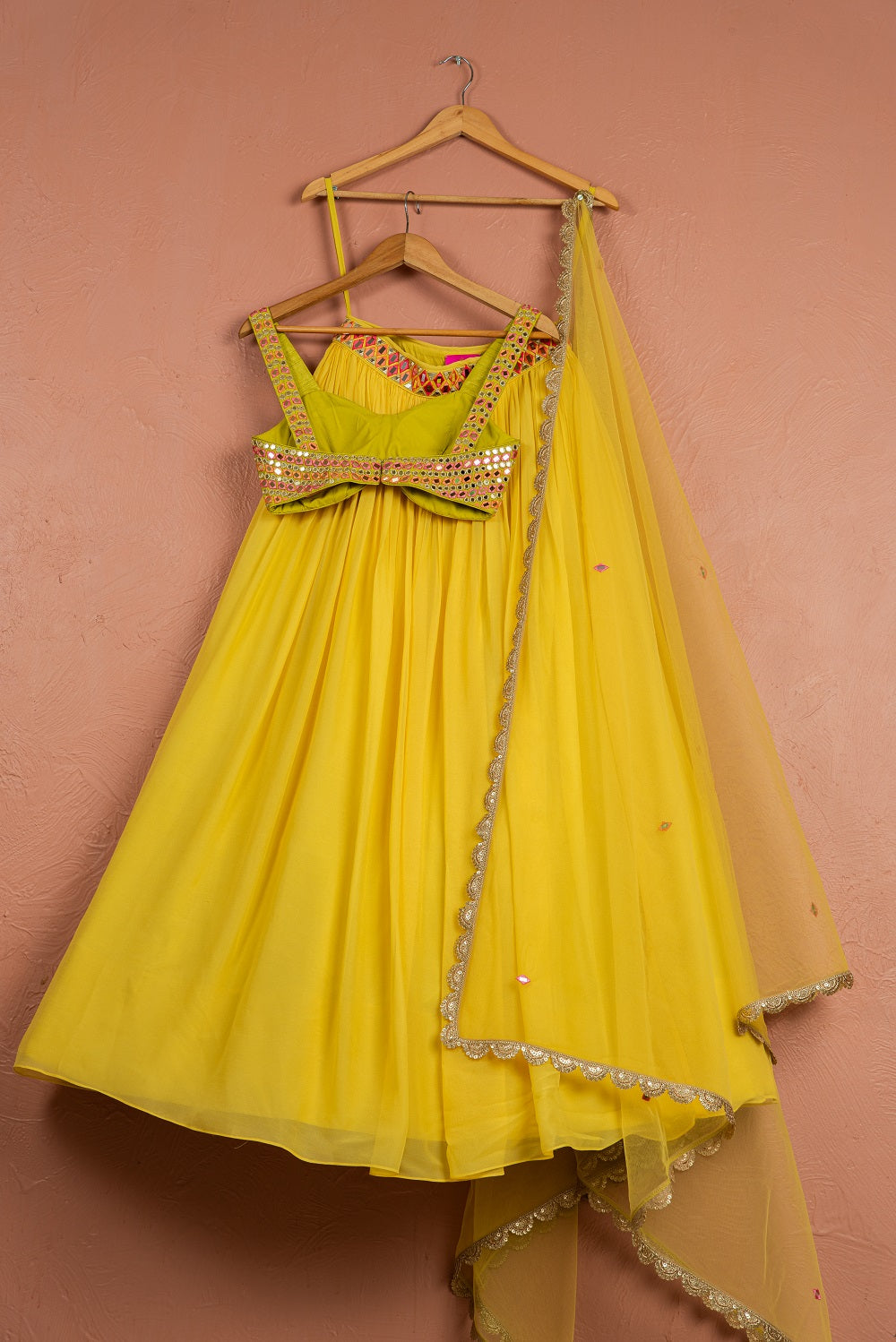 Bumblebee Yellow Lehenga Set with Colored Blouse - lehenga lehenga choli