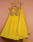 Bumblebee Yellow Lehenga Set with Colored Blouse - lehenga lehenga choli