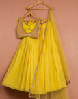Bumblebee Yellow Lehenga with Colored Blouse - indian lehenga outfits