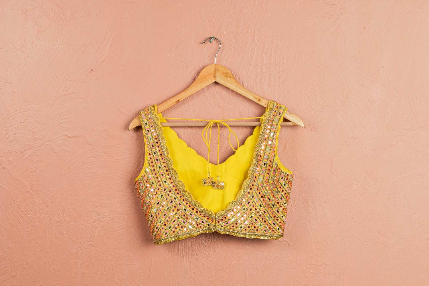 Bumblebee Yellow Lehenga with Colored Blouse - indian lehenga outfits