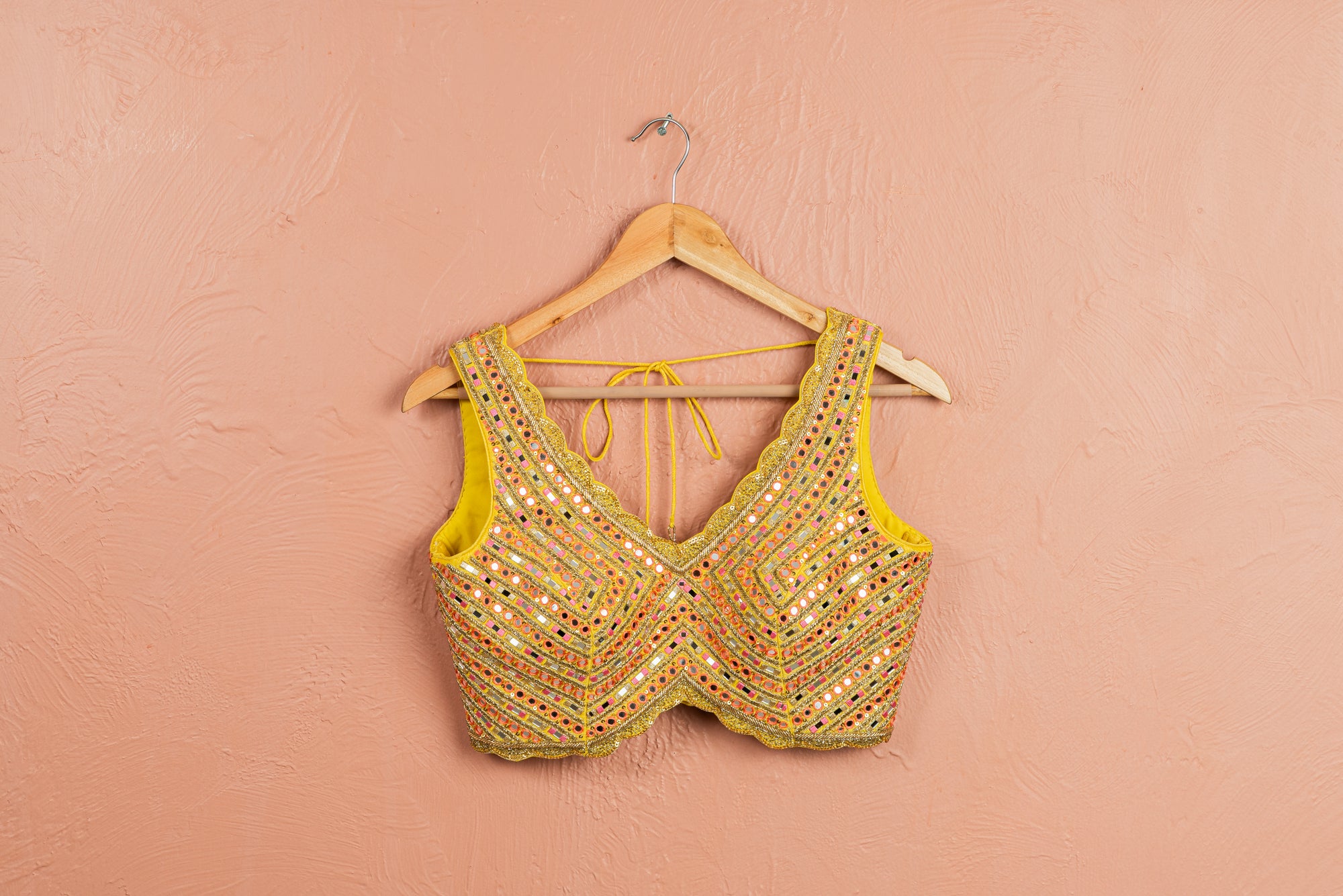 Bumblebee Yellow Lehenga with Colored Blouse - indian lehenga outfits