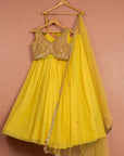 Bumblebee Yellow Lehenga with Colored Blouse - indian lehenga outfits