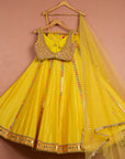 Sunflower Yellow Colored Mirrorwork Lehenga Set - lehenga choli designs