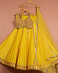 Sunflower Yellow Colored Mirrorwork Lehenga Set - lehenga choli designs