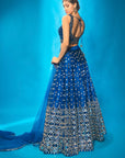 Azure Blue Lehenga Set - mirror work lehenga