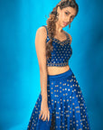 Azure Blue Lehenga Set - mirror work lehenga