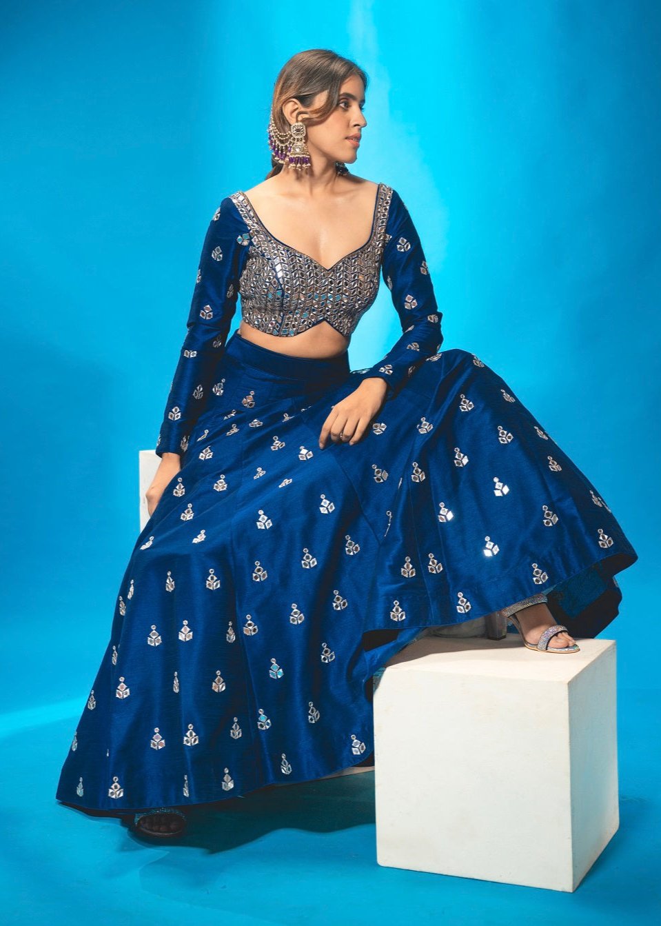 Navy Blue Lehenga Set - blue lehenga