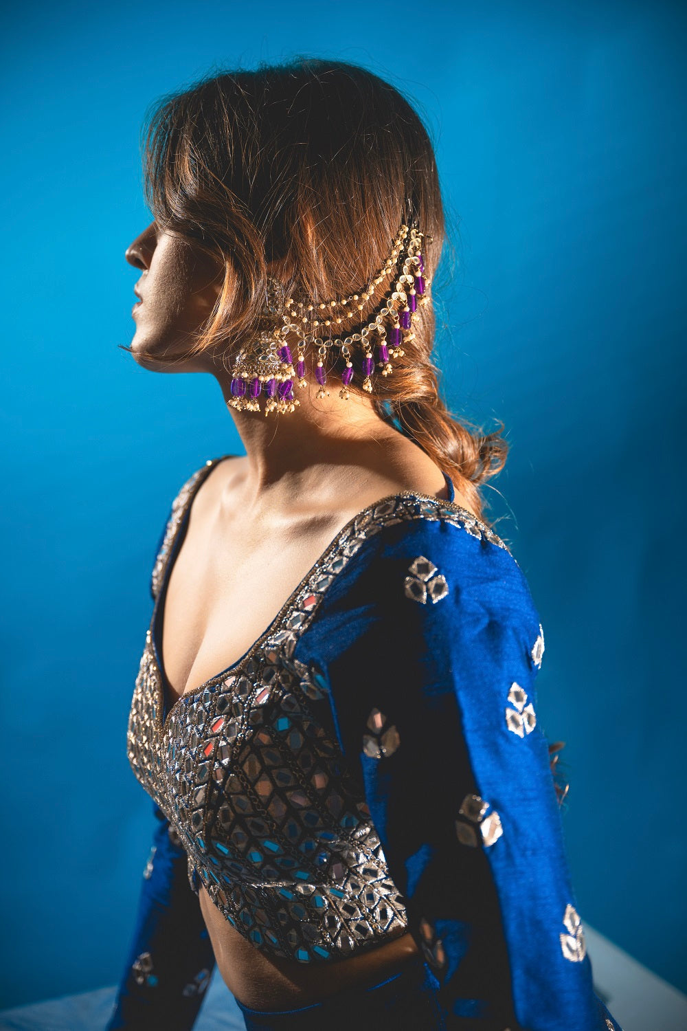 Navy Blue Lehenga Set - blue lehenga