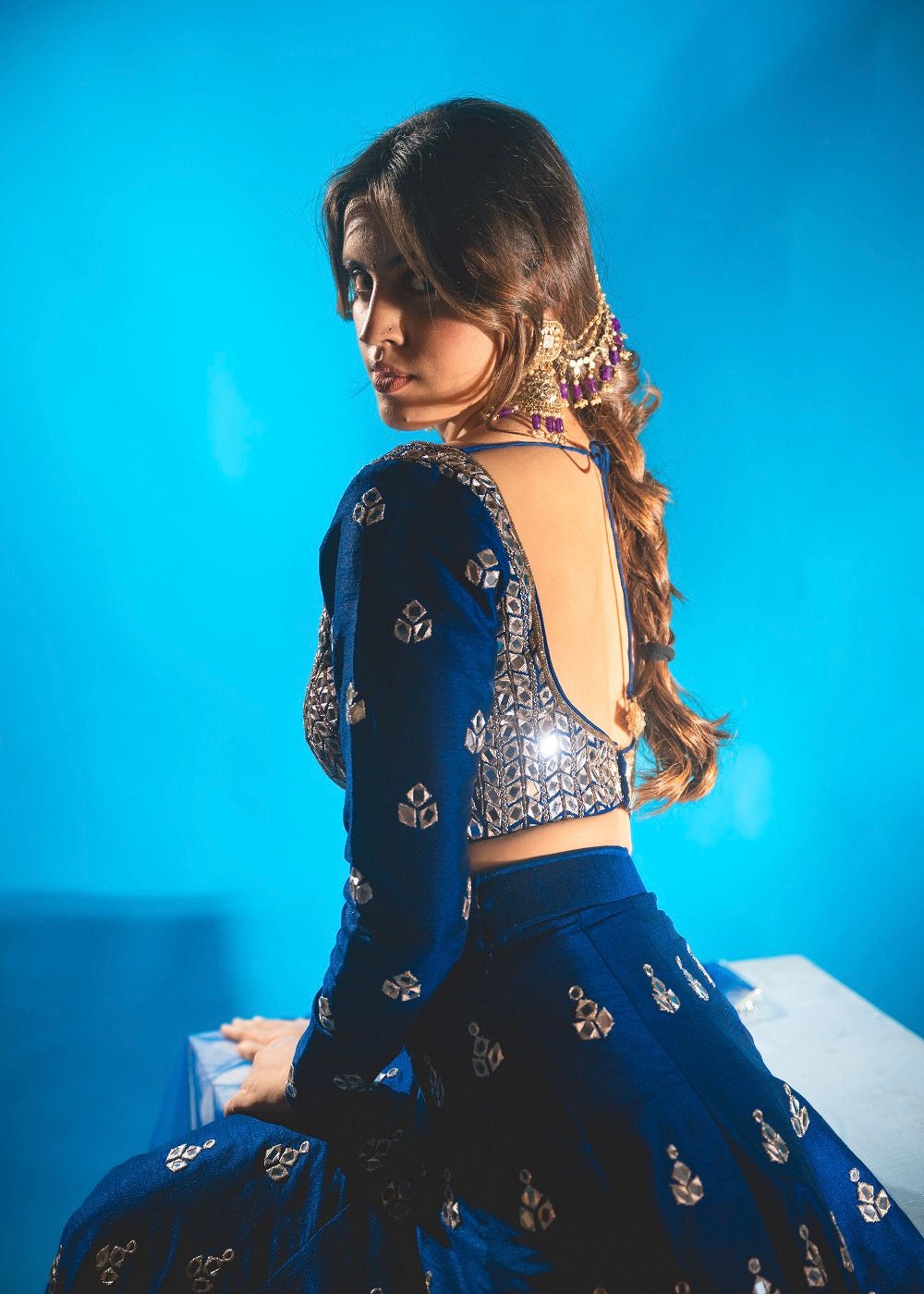 Navy Blue Lehenga Set - blue lehenga