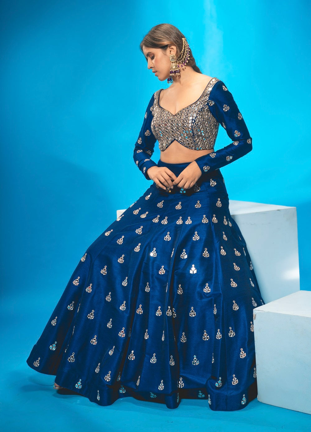 Navy Blue Lehenga Set - blue lehenga