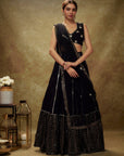 Black Mirror Work Sequin Lehenga Set - black lehenga