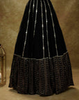 Black Mirror Work Sequin Lehenga Set - black lehenga