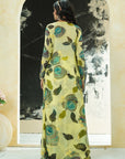 Lime Yellow Hand Painted Palazzo and Jacket Set