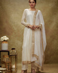 Ivory and Gold Sequin Kurta Pants Set - kurta for women