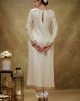 Ivory and Gold Sequin Kurta Pants Set - kurta for women
