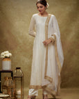 Ivory and Gold Sequin Kurta Pants Set - kurta for women