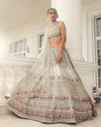 Dusty Firoza Embroidered Lehenga - lehenga Australia Sydney