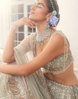 Dusty Firoza Embroidered Lehenga - lehenga Australia Sydney