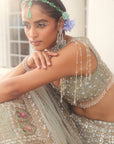 Dusty Firoza Embroidered Lehenga - lehenga Australia Sydney